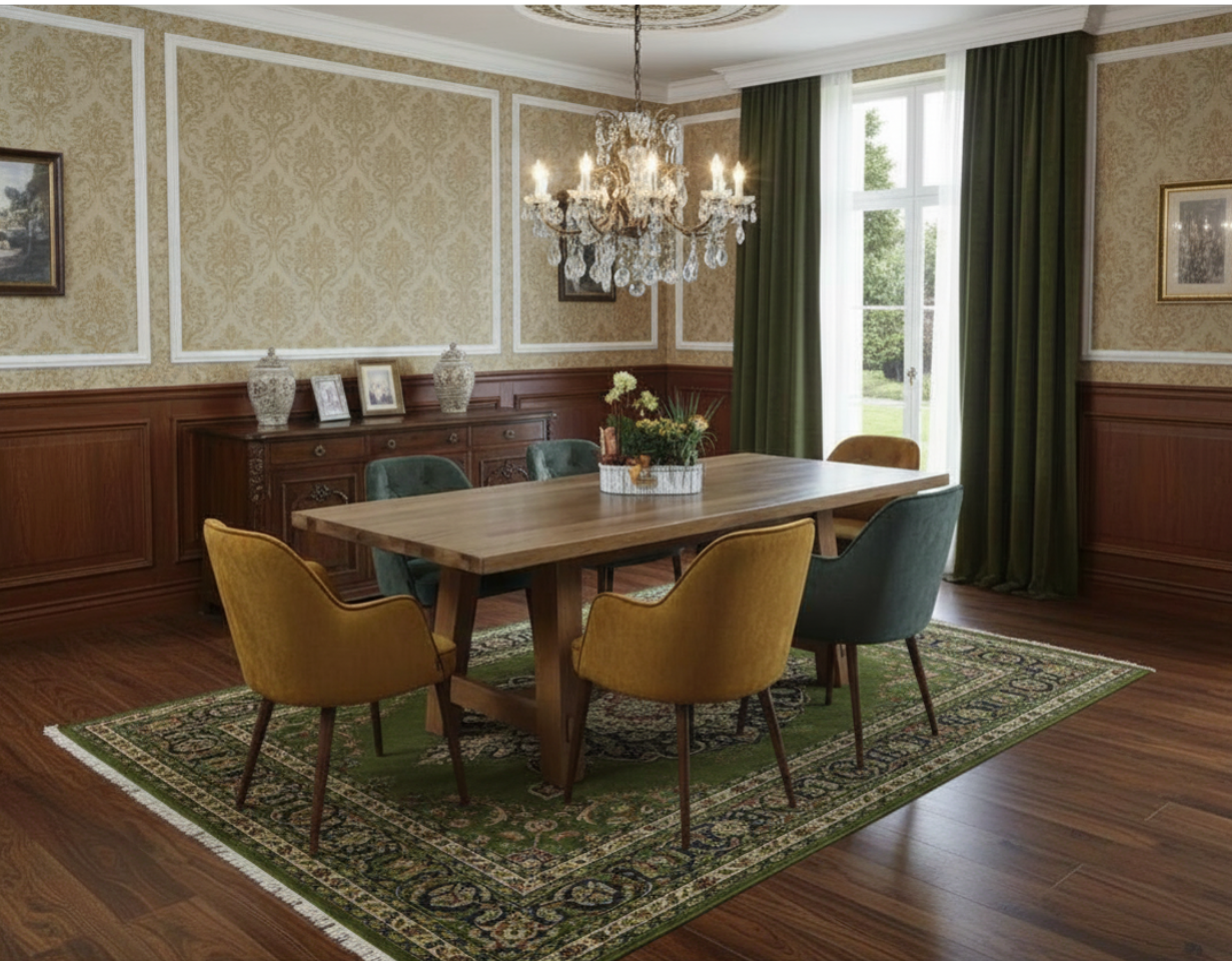 Turkish oak table 220 with Nick chairs